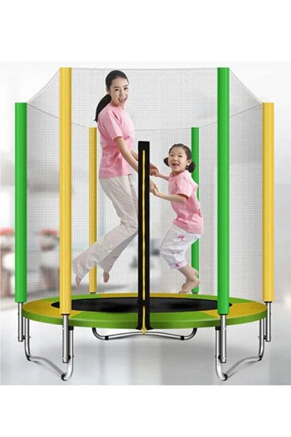 Katlanabilir Ev Tipi Trambolin Fileli Korumalı Büyük Boy 140 Cm Çocuk Trampolini 5 Ft Trambolin