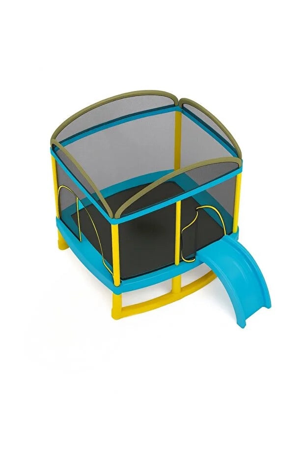 Fileli Trambolin ve Kaydıraklı Oyun Seti – 180x130 cm | Güvenli Dış Mekan Oyun Alanı