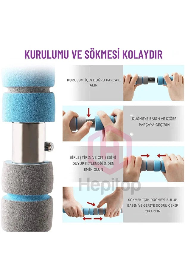 8 Parça Ağırlıklı Metal Hulahop Büyük Boy 85 Cm Çapında 750 GR Hula Hoop
