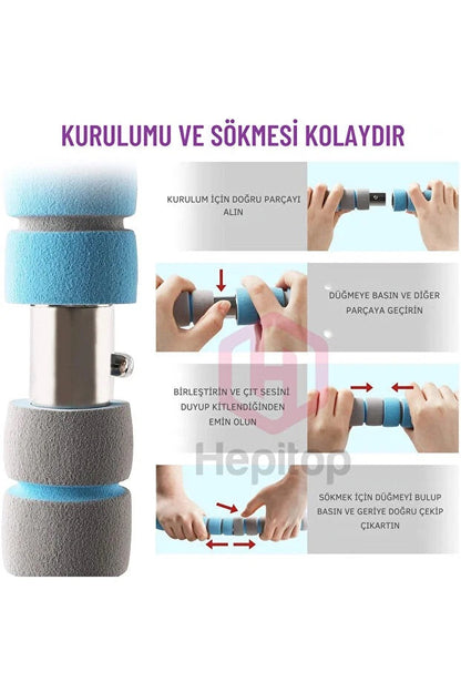 8 Parça Ağırlıklı Metal Hulahop Büyük Boy 85 Cm Çapında 750 GR Hula Hoop