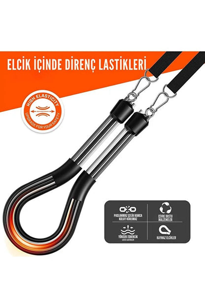PRO Direnç Bandı Seti - Ayarlanabilir Fitness Lastiği - Ev Spor Salonu & Tüm Vücut Antrenmanı