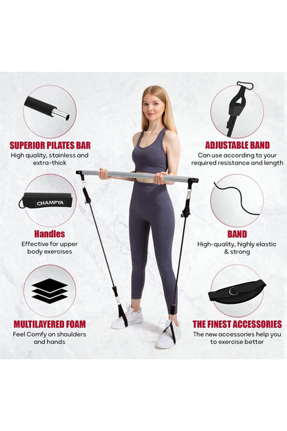 CHAMPYA Patlamaya Dayanıklı Yoga Fitness Topu Seti | Evde Core Güçlendirme, Evde Pilates Seti