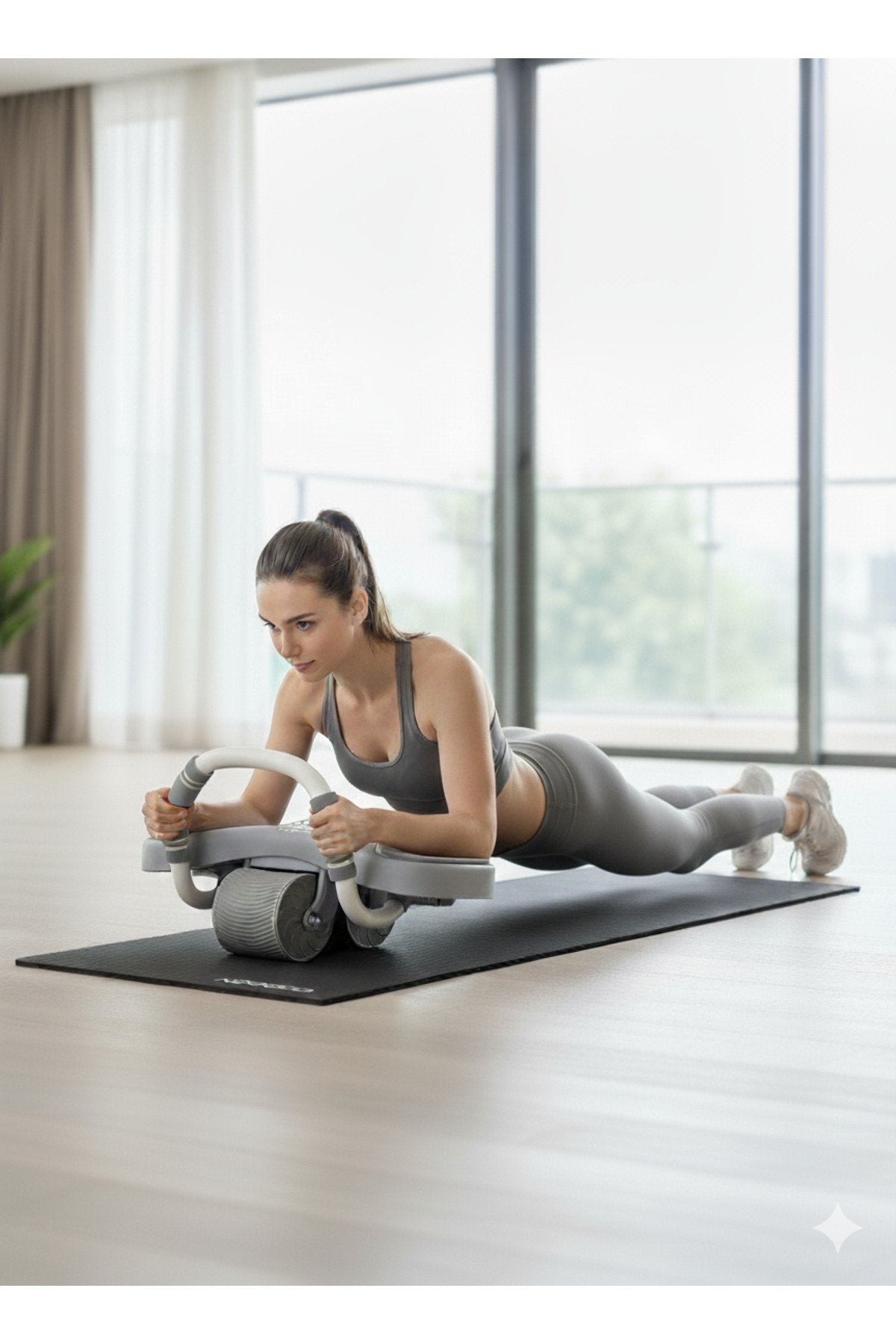 Dijital Ekranlı Çek Bırak Egzersiz Tekeri - Dirsek Destekli Mekik Aleti - Karın Egzersiz Tekeleği