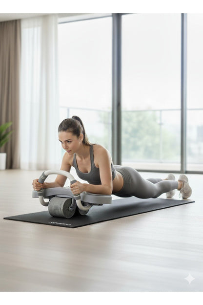 Dijital Ekranlı Çek Bırak Egzersiz Tekeri - Dirsek Destekli Mekik Aleti - Karın Egzersiz Tekeleği