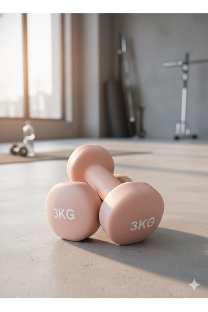 Vinly Neoprene Kaplamalı Döküm Demir Dambıl Estetik Soft Pilates Fitness Ağırlığı 2 adet x 3 KG