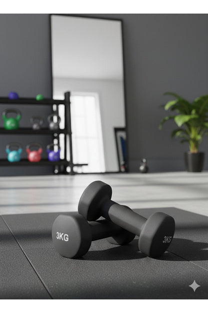 Vinly Neoprene Kaplamalı Döküm Demir Dambıl Estetik Soft Pilates Fitness Ağırlığı 2 adet x 3 KG