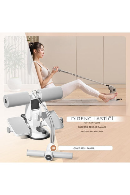 Çift Vantuzlu Sayaçlı Mekik Çekme Spor Aleti Karın Egzersizi Evde Spor Egzersiz Mekik Aleti