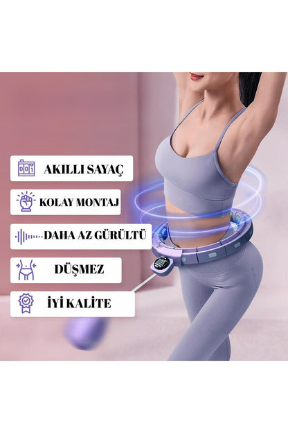 Akıllı Hulahop – Ayarlanabilir, Düşmeyen, Kalori Sayarlı Fitness Hula Hoop – Evde Spor &