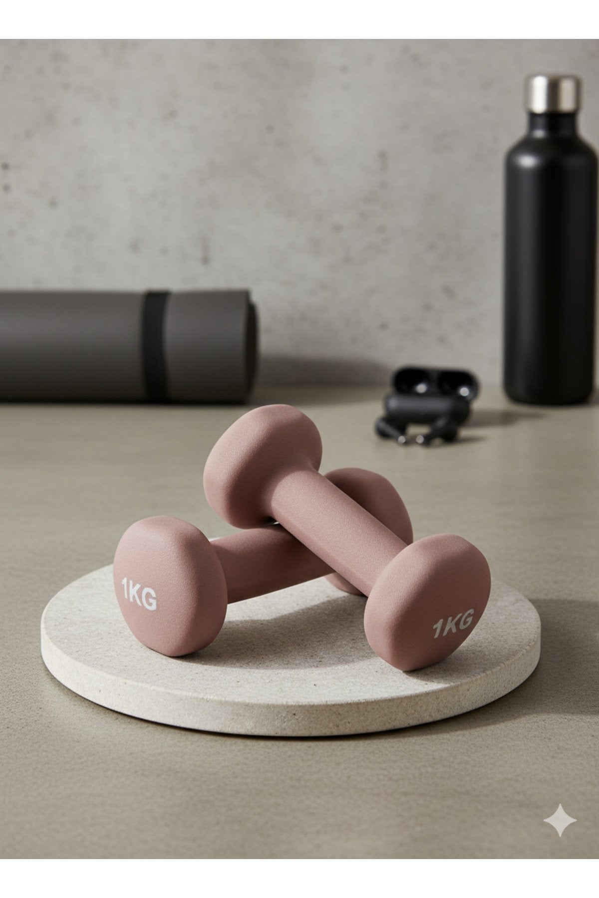 Vinly Neoprene Kaplamalı Döküm Demir Dambıl Estetik Soft Pilates Fitness Ağırlığı 2 adet x 1 KG