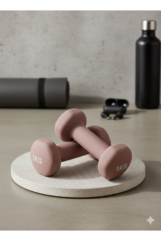 Vinly Neoprene Kaplamalı Döküm Demir Dambıl Estetik Soft Pilates Fitness Ağırlığı 2 adet x 1 KG