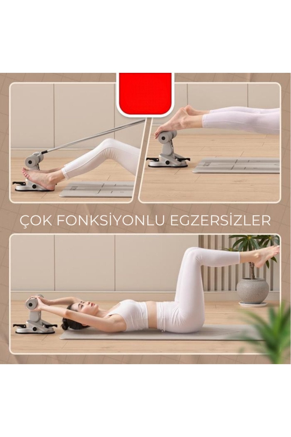 Çift Vantuzlu Sayaçlı Mekik Çekme Spor Aleti Karın Egzersizi Evde Spor Egzersiz Mekik Aleti