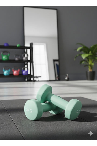 Vinly Neoprene Kaplamalı Döküm Demir Dambıl Estetik Soft Pilates Fitness Ağırlığı 2 adet x 3 KG