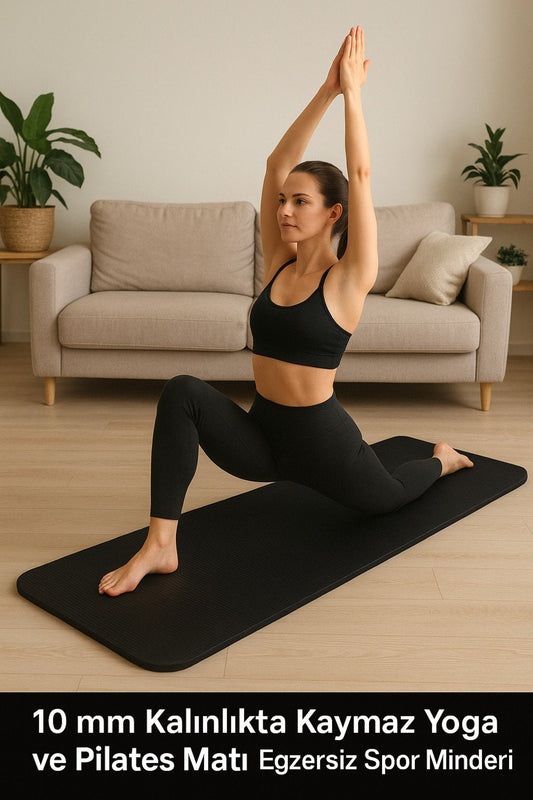 10 mm Kalınlıkta Kaymaz Premium Yoga ve Pilates Matı – Egzersiz Spor Minderi 185 x 61 Cm İTHAL