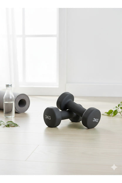 Vinly Neoprene Kaplamalı Döküm Demir Dambıl Estetik Soft Pilates Fitness Ağırlığı 2 adet x 3 KG