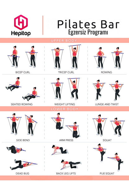 Portable Studio Pilates Jimnastik Egzersiz Çubuğu Pilates Squat Egzersiz Barı