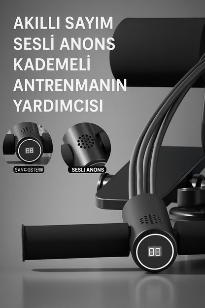 Çift Vantuzlu Sayaçlı Mekik Çekme Spor Aleti Karın Egzersizi Evde Spor Egzersiz Mekik Aleti