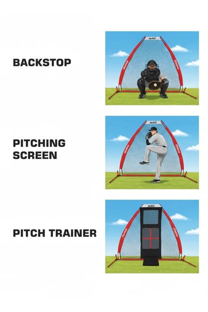 REFLEX 3in1 Beyzbol Filesi Katlanabilir Beyzbol Antrenman Filesi Seti Hızlı Kurulum Taşıma Çantalı