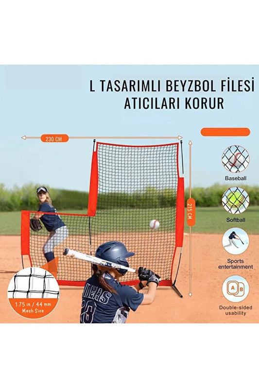REFLEX Beyzbol Antrenman Filesi Çift Taraflı, Dayanıklı Koruma Ağı, Kolay Kurulumlu, Taşıma Çantalı