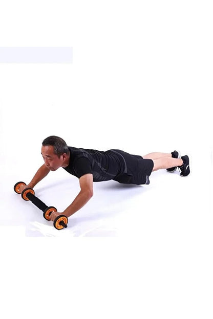 3in1 Ab Wheel Tekerlekli Mekik Aleti Elastik Fitness Bar Kol ve Karın Kasları Bük Bük Egzersiz Aleti