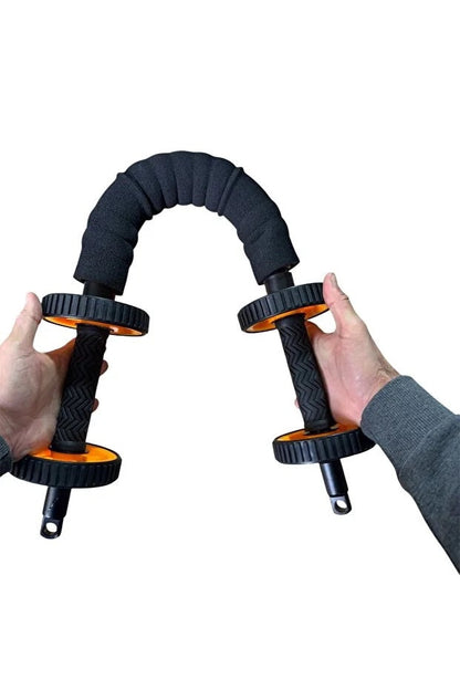 3in1 Ab Wheel Tekerlekli Mekik Aleti Elastik Fitness Bar Kol ve Karın Kasları Bük Bük Egzersiz Aleti